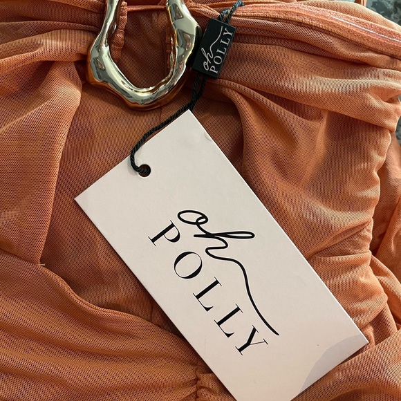 SOLD NWT Oh Polly Ruched Hardware Detail Strapless Midaxi Dress in Burnt Orange - Picture 10 of 12